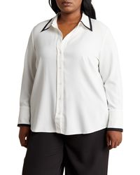 Rachel Roy - Tipped Long Sleeve Button-up Shirt - Lyst
