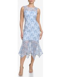 Kensie - Floral Lace Handkerchief Hem Dress - Lyst