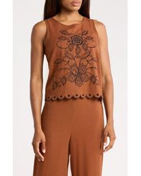 Ellen Tracy - Embroidered Tank Top - Lyst