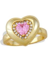 Savvy Cie Jewels - Puffy Cubic Zirconia Halo Heart Ring - Lyst