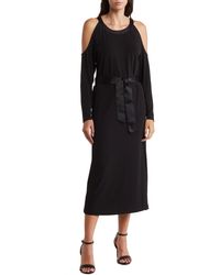 Donna Karan - Cold Shoulder Long Sleeve Midi Dress - Lyst