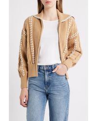 Rails - Lune Whipstitch Detail Cotton Blend Bomber Sweater - Lyst
