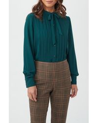 Trina Turk - Adaeh Tie Neck Long Sleeve Button-Up Top - Lyst
