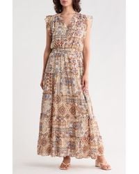 Halogen® - V-Neck Tiered Maxi Dress - Lyst