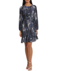 DONNA MORGAN FOR MAGGY - Long Sleeve Georgette Fit & Flare Dress - Lyst