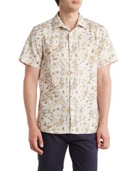 Perry Ellis - Slim Fit Short Sleeve Stretch Button-Up Shirt - Lyst