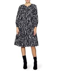 MELLODAY - Poplin Tiered Long Sleeve Midi Dress - Lyst