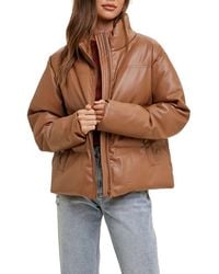 Wishlist - Faux Leather Puffer Jacket - Lyst