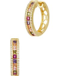 Savvy Cie Jewels - 18K Plated Sterling Cubic Zirconia Hoop Earrings - Lyst