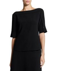 Theory - Elbow Sleeve Boat Neck Top - Lyst