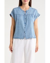 Splendid - Short Sleeve Chambray Button-Up Shirt - Lyst