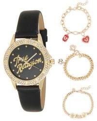TRUE RELIGION - Angled Logo Faux Leather Strap Watch & Bracelets Set, 26.5Mm - Lyst