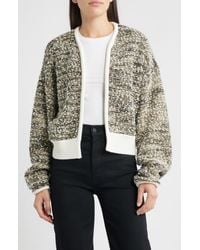 BOSS - Flelani Metallic Virgin Wool Blend Open Front Cardigan - Lyst