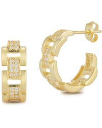 Glaze Jewelry - 14k Gold Vermeil Cz Link Hoop Earrings - Lyst