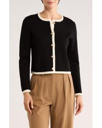 Bruno Magli - Tipped Merino Wool Crop Cardigan - Lyst