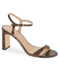 Stuart Weitzman - Babette 85 Snakeskin Embossed Leather Ankle Strap Sandal - Lyst