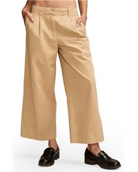 Lucky Brand - Pleated Crop Cotton Wide Leg Pants - Lyst