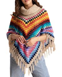 Saachi - Earth To Sky Stripe Crochet Poncho - Lyst