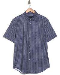 Bugatchi - Palm Print Short Sleeve Stretch Cotton Button-down Shirt - Lyst