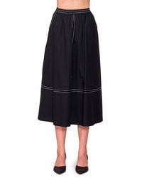 MELLODAY - Contrast Stitch Poplin A-Line Skirt - Lyst