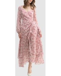 Lush - Floral Long Sleeve Slit Maxi Dress - Lyst