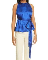 Ted Baker - Sleeveless Tie Waist Satin Top - Lyst