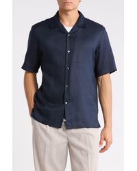 Theory - Daze Short Sleeve Linen Button-Up Shirt - Lyst