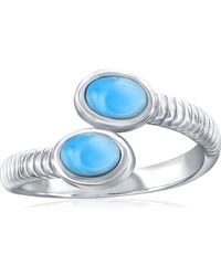 Simona - Sterling Oval Larimar Bypass Ring - Lyst
