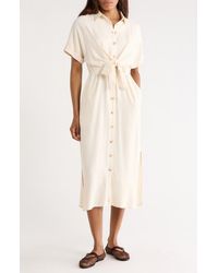FRNCH - Alienor Short Sleeve Tie Waist Shirtdress - Lyst