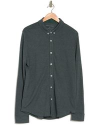 Threads For Thought Mika Pique Button-down Shirt In Heather Marsh At Nordstrom Rack - Green