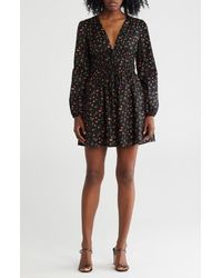 Wayf - Floral Long Sleeve Ruched Minidress - Lyst