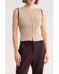 Blu Pepper - Contrast Stitch Knit Button Front Top - Lyst