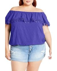 City Chic - Sara Off The Shoulder Short Sleeve Top - Lyst