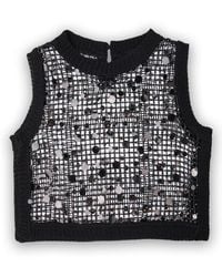 Saachi - Embellished Cropped Openwork Sweater Vest - Lyst