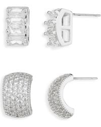Cara - Set Of 2 Cubic Zirconia Button Stud Earrings - Lyst