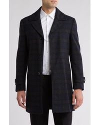 English Laundry - Plaid Wool Blend Overcoat - Lyst