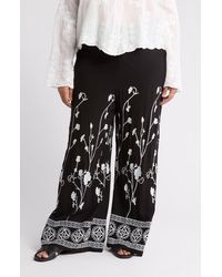 Forgotten Grace - Embroidered Wide Leg Pants - Lyst