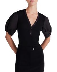 10 Crosby Derek Lam - Fallon Puff Sleeve Mixed Media T-Shirt - Lyst