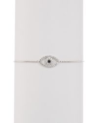 Adornia - Rhodium Plated Pavé Swarovski Crystal Evil Eye Lariat Bracelet - Lyst
