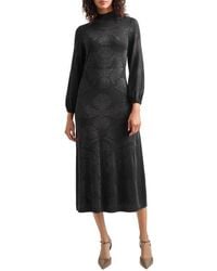 Misook - Long Sleeve Burnout Dress - Lyst