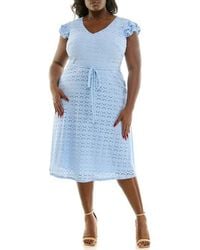 Nina Leonard Tie Waist Fit & Flare Sweater Dress in Green | Lyst