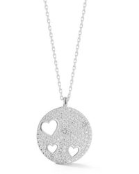 Sphera Milano - Pavé Cubic Zirconia Heart Medallion Pendant Necklace - Lyst