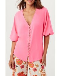 Trina Turk - Sail Puff Sleeve Button-Up Top - Lyst