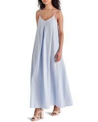 Steve Madden - Stripe Inverted Pleat Cotton Maxi Dress - Lyst