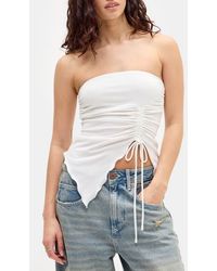 BDG - Rem Asymmetric Drawstring Ruched Strapless Top - Lyst