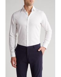 Duchamp - Tailored Fit Herringbone Solid Dress Shirt - Lyst