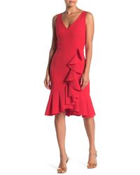 summer midi dresses with sleeves Elegant Dress Coral Flutter and V-Neck High-L mermaid backless wedding dresses Color:Melon Women's Designer Midi Dresses