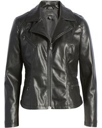 halogen collarless leather jacket