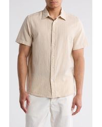14th & Union - Short Sleeve Yarn Dyed Stripe Linen & Cotton Button-Up Shirt - Lyst