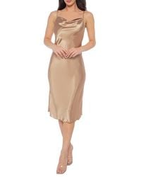 Bebe - Satin Cowl Neck Midi Dress - Lyst